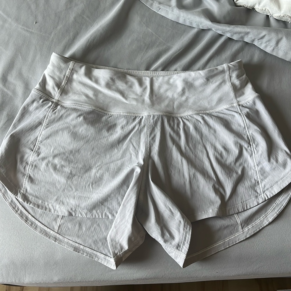 White lululemon speed up shorts